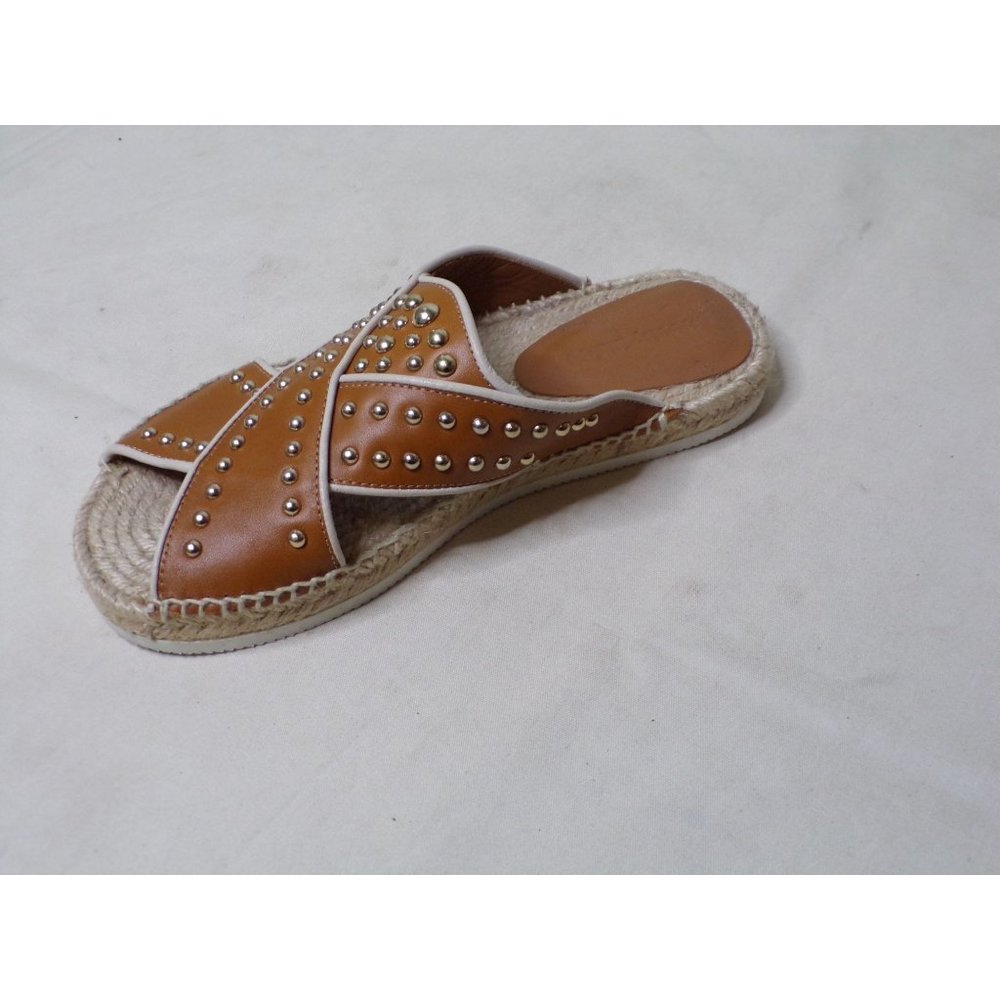 🆕 SEE BY CHLOE Pia Studded Slides Espadrille Sandals Tan 7 - Picture 7 of 9